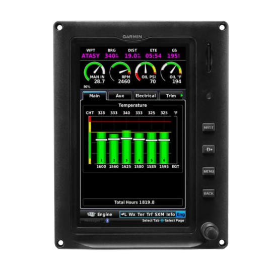 G3X Touch™ for Certificated Aircraft 7" Portrait Display with 6 Cylinder EIS